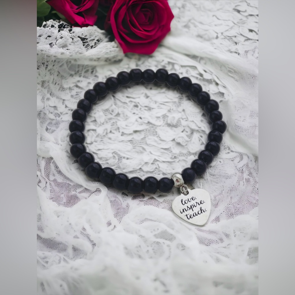 Love Inspire Teach Charm Bracelet (Onyx)